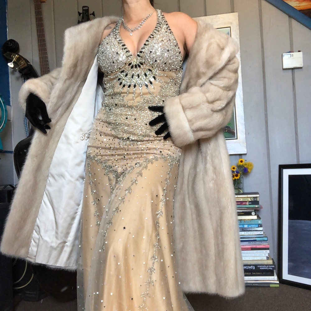 Joseph Magnin REAL flawless mink coat with satin inlay